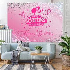Kommen An Barbie Süss Party Glücklich Geburtstag Hintergrund