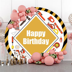 Konstruktion Werkzeuge Glücklich Geburtstag Runden Hintergrund Für Kind