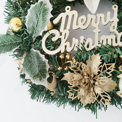 gold-blumen-glocke-schleife-blätter-weihnachten-kranz