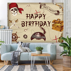 Korsar Karikatur Ahoi Matthew Glücklich Geburtstag Hintergrund