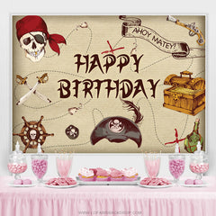 Korsar Karikatur Ahoi Matthew Glücklich Geburtstag Hintergrund