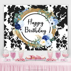 Kuh Aufbringen blumiger süßer Glücklich Geburtstag Hintergrund