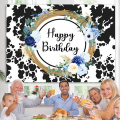 Kuh Aufbringen blumiger süßer Glücklich Geburtstag Hintergrund