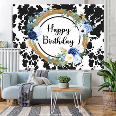 Kuh Aufbringen blumiger süßer Glücklich Geburtstag Hintergrund