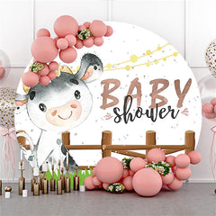 Kuh Hölzern Zaun Babydusche Runden Hintergrund Für Party