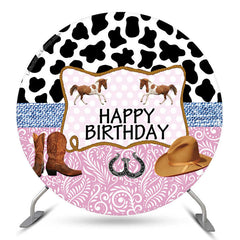 Cowboy Pferd Glücklich Geburtstag Runden Hintergrund Abdeckung