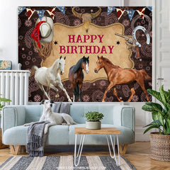 Cowboy Pferde Cool Glücklich Geburtstag Hintergrund Für Männer