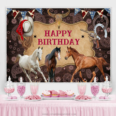 Cowboy Pferde Cool Glücklich Geburtstag Hintergrund Für Männer