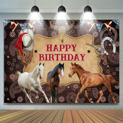 Cowboy Pferde Cool Glücklich Geburtstag Hintergrund Für Männer