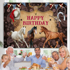 Cowboy Pferde Cool Glücklich Geburtstag Hintergrund Für Männer