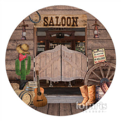 Cowboy Saloon Bar Thema Runden Holz Geburtstag Backdorp
