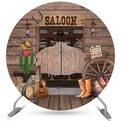 Cowboy Saloon Bar Thema Runden Holz Geburtstag Backdorp
