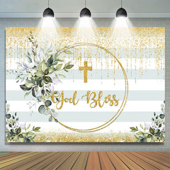 Kreuzen Gott Segnen Golden Bokeh Und Grün Blätter Hintergrund
