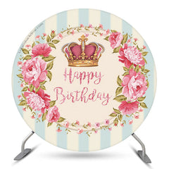 Krone Rosa Kranz Blau Weiß Streifen Geburtstag Hintergrund