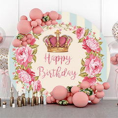 Krone Rosa Kranz Blau Weiß Streifen Geburtstag Hintergrund
