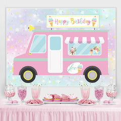 Niedlich Und Rosa Eis Creme LKW Glücklich Geburtstag Hintergrund