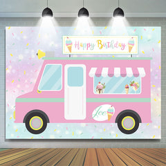 Niedlich Und Rosa Eis Creme LKW Glücklich Geburtstag Hintergrund