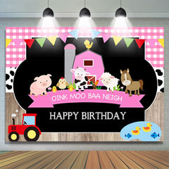 Niedlich Tiere Und Rosa Haus Glücklich Geburtstag Hintergrund