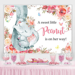 Niedlich Baby Elefant Rosa Blumen babydusche Hintergrund
