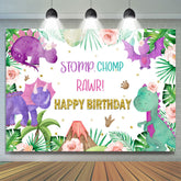 Niedlich Dinosaurier Stampfen Chomp Rawr Glücklich Geburtstag Hintergrund