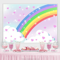 Niedlich Herz Wolke Und Regenbogen Glücklich Geburtstag Hintergrund
