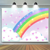 Niedlich Herz Wolke Und Regenbogen Glücklich Geburtstag Hintergrund