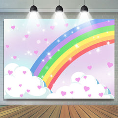 Niedlich Herz Wolke Und Regenbogen Glücklich Geburtstag Hintergrund