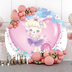 Niedlich Lamm Rosa Liebe Geburtstag Runden Hintergrund Für Mädchen