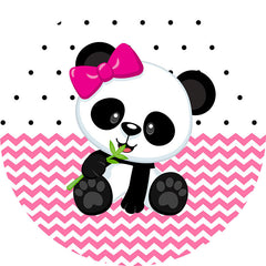Niedlich Rosa Panda Mit A Bogen Kreis Hintergrund Bausatz Für Mädchen