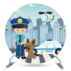 Niedlich Polizist Bürgersteig Runden Hintergrund Für Geburtstag