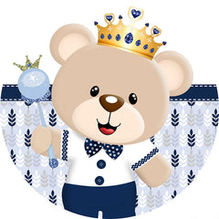 Niedlich Teddy Tragen Baby Dusche Runden Hintergrund Bausatz Für Junge