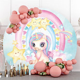 Niedlich Einhorn Stern Rosa Baby Dusche Kreis Hintergrund