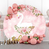 Niedlich Weiß Schwan Rosa Thema Babydusche Kreis Hintergrund