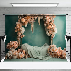 Cyan Gewölbt Orange Blumen Elegant Hochzeit Hintergrund