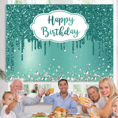 Cyan Diamanten Funkeln Bokeh Glücklich Geburtstag Hintergrund