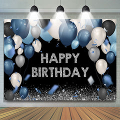 Dunkel Und Silber Bokeh Ballon Glücklich Geburtstag Hintergrund