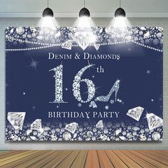 Dunkel Blau Denim Und Diamanten 16 Geburtstag Hintergrund