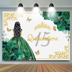 Dunkel Grün Prinzessin Süss 15 Glücklich Geburtstag Hintergrund