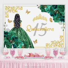 Dunkel Grün Prinzessin Süss 15 Glücklich Geburtstag Hintergrund