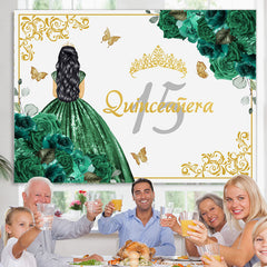 Dunkel Grün Prinzessin Süss 15 Glücklich Geburtstag Hintergrund
