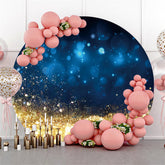 Dunkel Nacht Thema Mit Glänzend Golden Runden Hintergrund