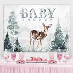 Reh In Schnee Und Schnee Berg babydusche Hintergrund