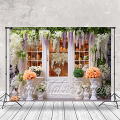 Dicht Blütchen Rosen Weiß Tür Foto Frühling Hintergrund