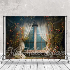 Baufällig Vorhang Fenster Blumen Foto Hintergrund