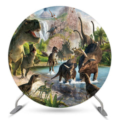 Dinosaurier Geburtstag Party Runden Hintergrund Für Junge