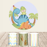 Dinosaurier Familie An Der Land Geburtstag Runden Hintergrund Bausatz