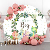 Dinosaurier Blätter Babydusche Runden Hintergrund Für Junge