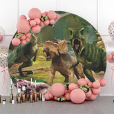 Dinosaurier Park Für Jungen Runden Party Hintergrund Abdeckung