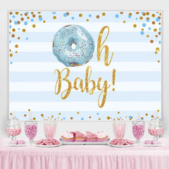 Krapfen Und Blau Streifen Baby Dusche Hintergrund Für Junge
