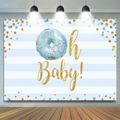 Krapfen Und Blau Streifen Baby Dusche Hintergrund Für Junge